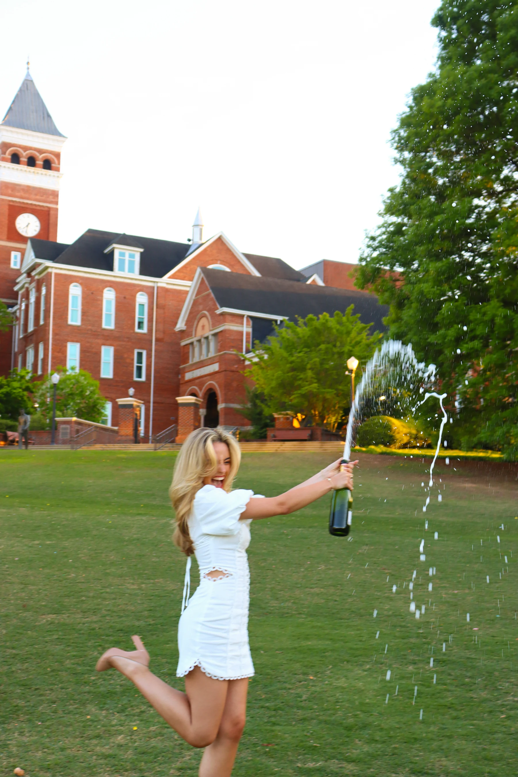 Graduation celebration with champagne